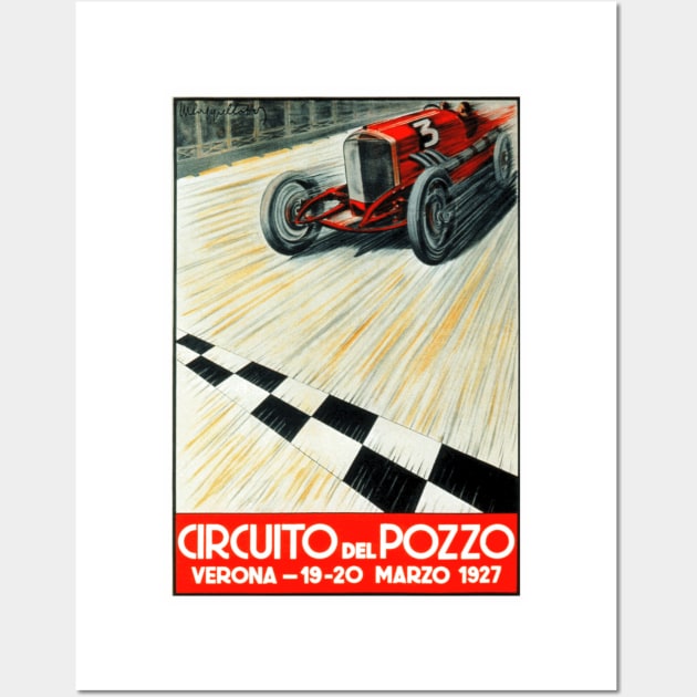 1927 Italian Auto Racing Poster - Circuito del Pozzo, Verona Wall Art by Naves